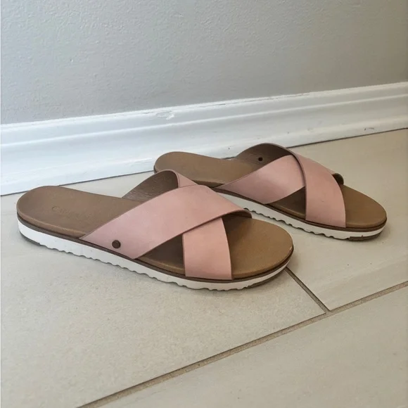 Catherine Malandrino Pink and Brown Sandals Minimalist Design - Picture 1 of 4